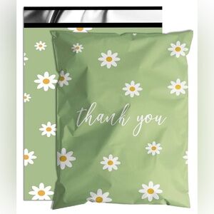 Poly Mailers - Qty 20 - 10”x13” - Green with White Daisies- Thank You - Shipping